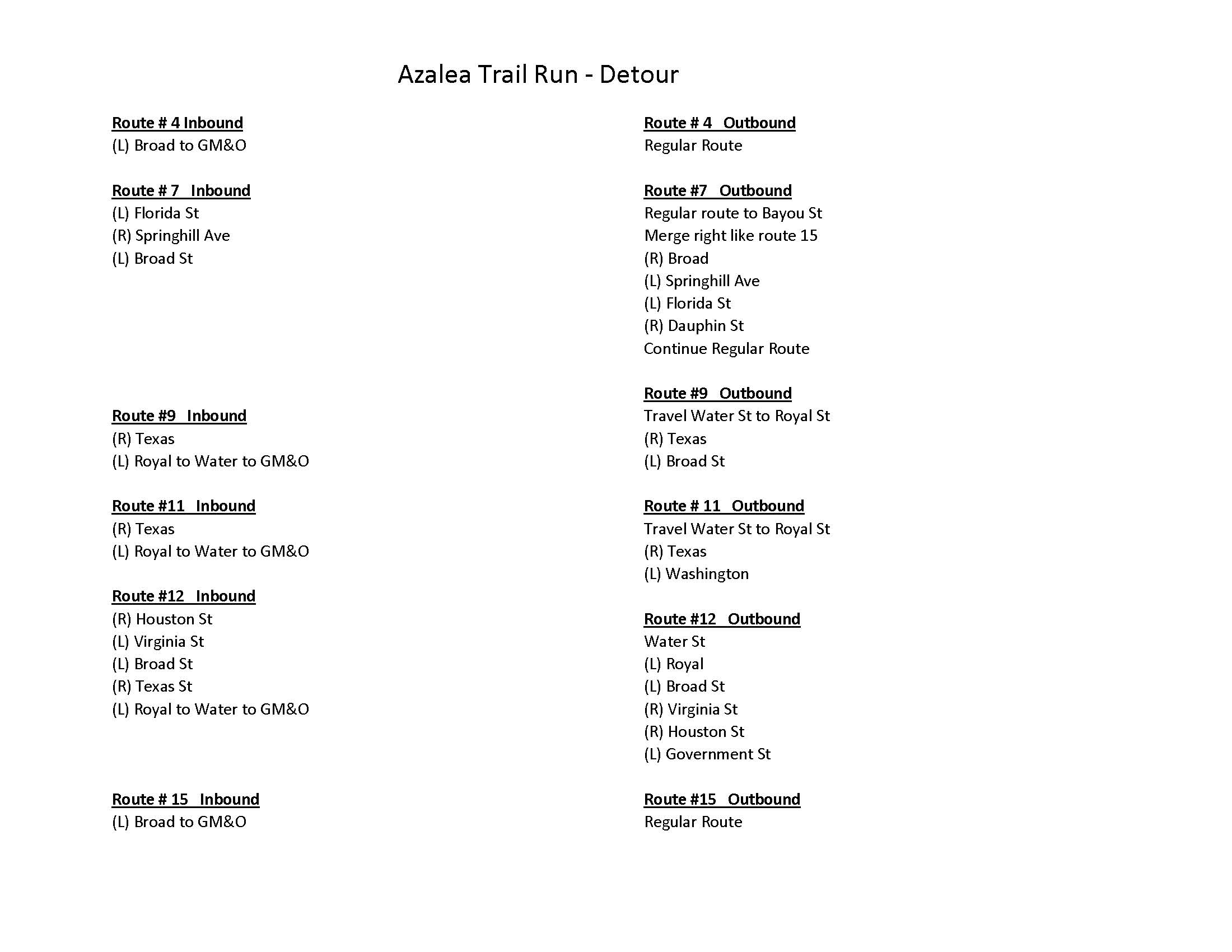 Azalea Trail Run Detour 2021