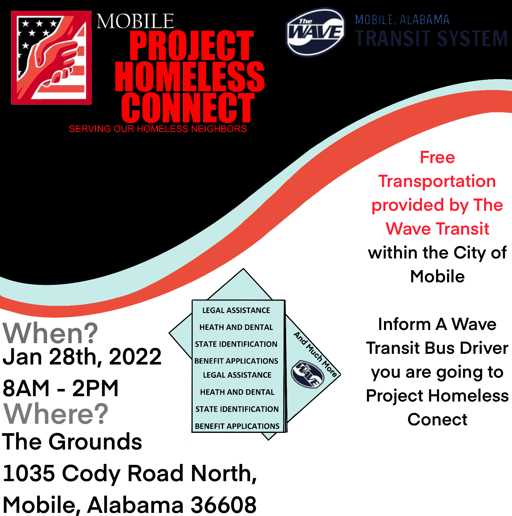Project Homeless will be having an event on January 28th from 8 AM to 2 PM